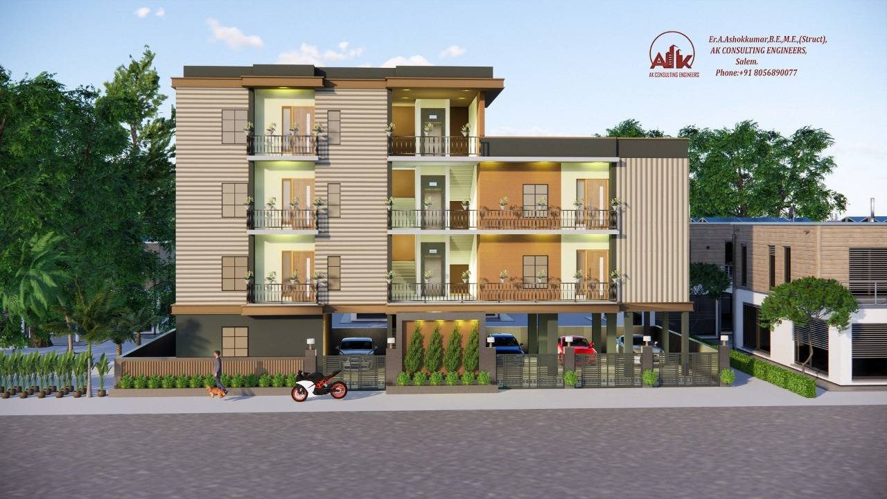 Modern apartment 3D elevation concept by AK Constructions